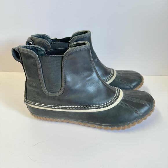 Sorel Out N About black Chelsea rubber rain boots US Size 8.5 Euro 39.5 - Picture 6 of 15
